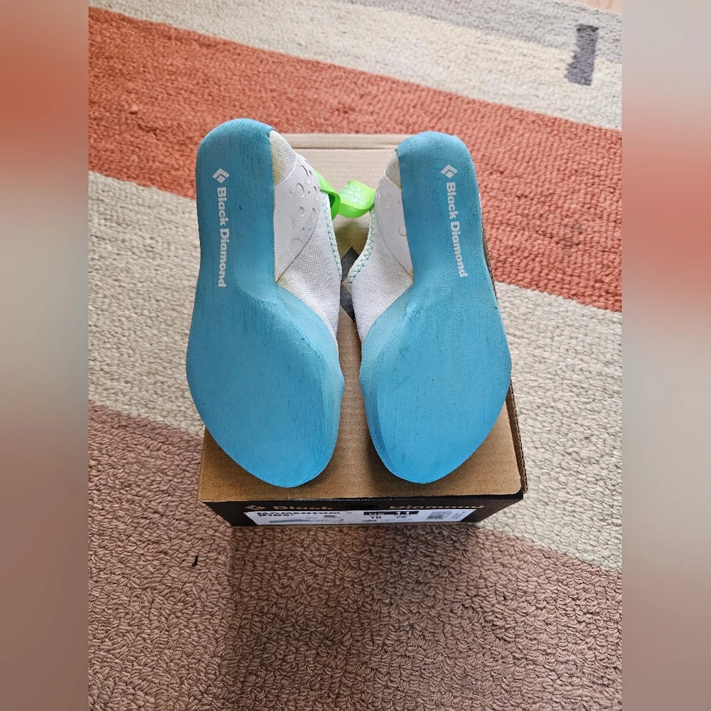 Black Diamond Kids Climbing Shoes in Teal, Gray, and Neon Green